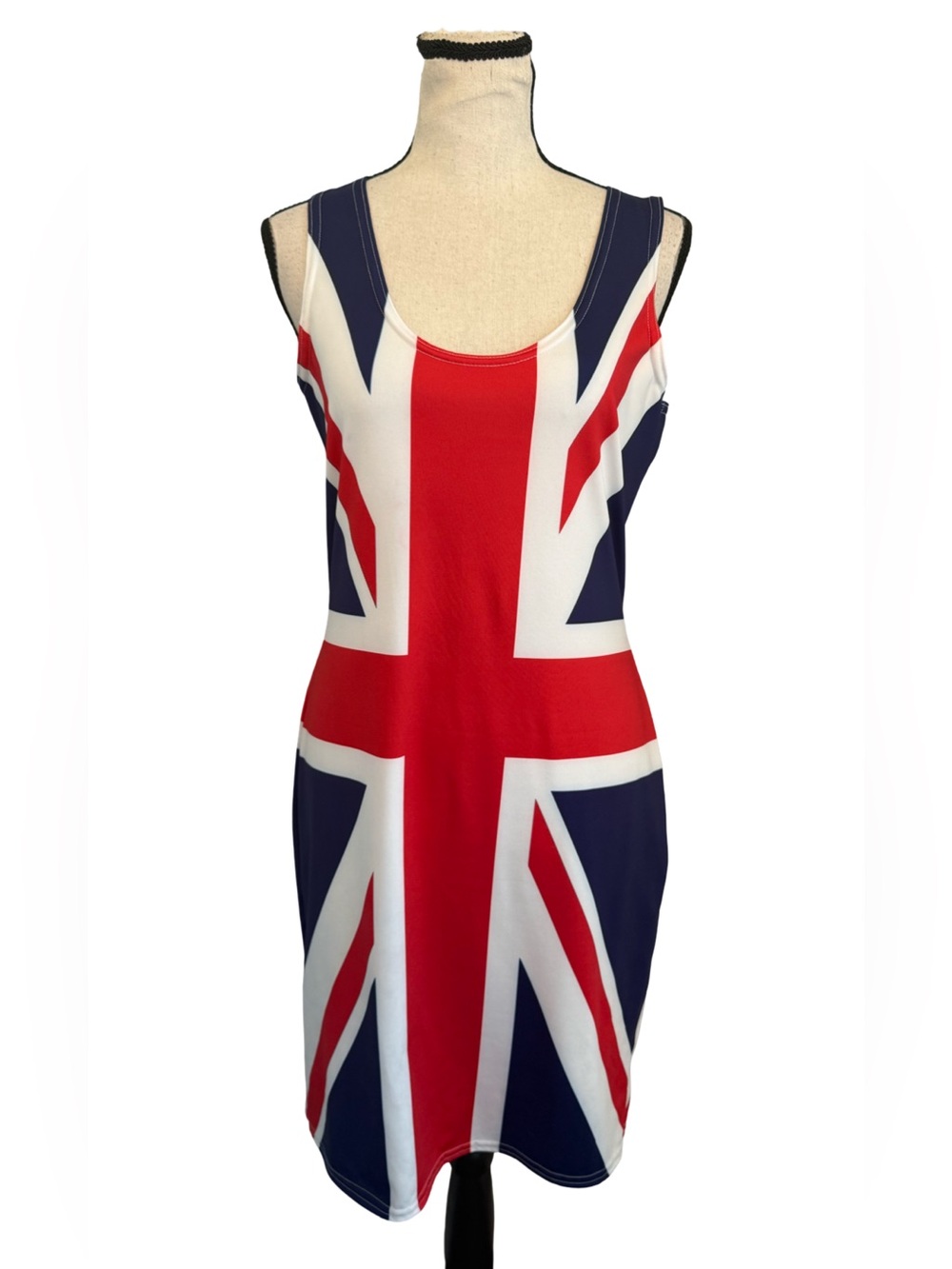 Annuit Coeptis Eye of Providence Union Jack Flag Print Dress Large
